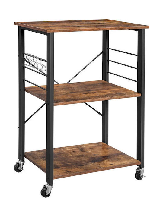 Vasagle Τρόλει Κουζίνας Μεταλλικό σε Μαύρο Χρώμα 3 Θέσεων 60x40x89cm KKS60XV1