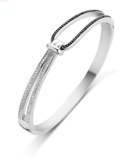 Victoria Silver-Colored Black-White Stone Bracelet