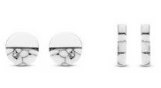 Victoria Silver Color White Pattern Earrings Set