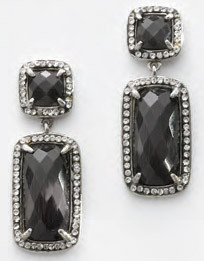 Victoria Silver colored black stone earrings