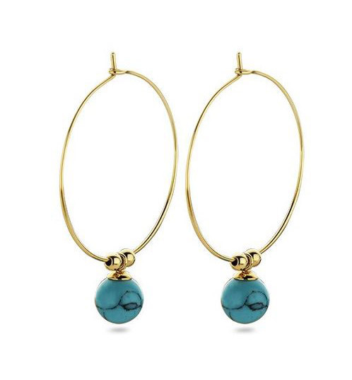 Victoria Gold-Colored Blue Pearl Earrings