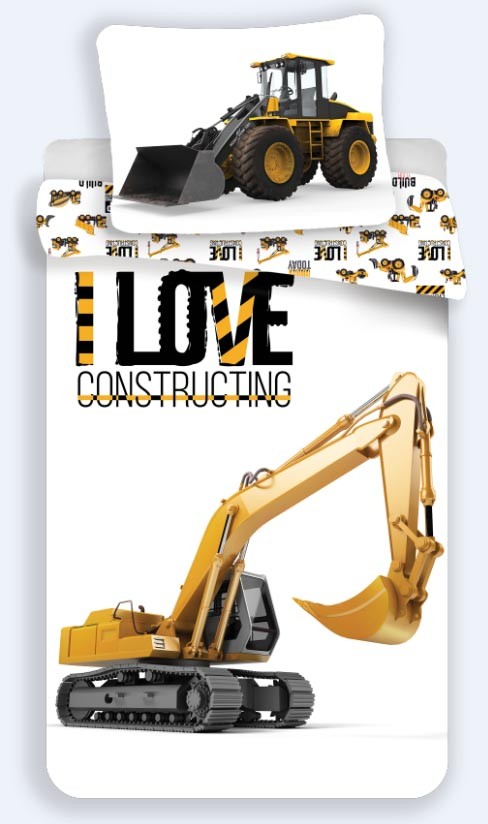 Construction bedding set Love 140×200cm, 70×90 cm