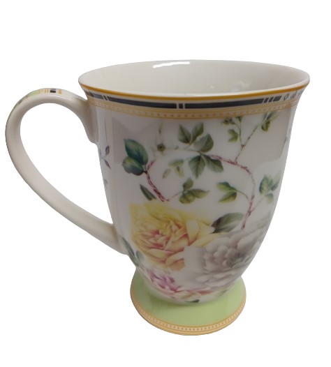 Πορσελάνινη Κούπα Green Yellow Flowers 380ml