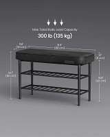 VASAGLE EKHO LSB054B01 Πάγκος Παπουτσιών με Καθισμα — Συνθετικό Δέρμα, Μεταλλικός Σκελετός, 3 Επίπεδα Ραφιών, Αντοχή 135 kg — Μαύρο Ink Black 30 × 80 × 50 cm