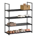 ΠΑΠΟΥΤΣΟΘΗΚΗ ΜΕΤΑΛΛΙΚΗ ΜΕ ΤΕΣΣΕΡΑ ΡΑΦΙΑ ΣΕ ΜΑΥΡΟ ΧΡΩΜΑ 67x29x81,5εκ. ANKOR 844265