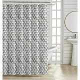 ΚΟΥΡΤΙΝΑ ΜΠΑΝΙΟΥ ΠΟΛΥΕΣΤΕΡΙΚΗ 180x180εκ 90gsm ΜΕ 12 ΚΡΙΚΟΥΣ ΓΕΩΜΕΤΡΙΚΟ ΜΟΤΙΒΟ ΣΕ ΓΚΡΙ ΧΡΩΜΑ ANKOR