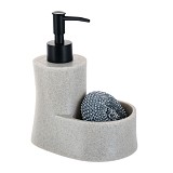 ANKOR Dispenser Κουζίνας Πολυεστερικό Μαύρο με Θήκη για Σφουγγάρι & Όψη Πέτρας , Κομψό & Ανθεκτικό 850037