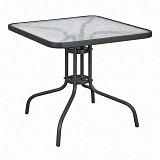 ΤΡΑΠΕΖΙ ΤΕΤΡΑΓΩΝΟ ΜΕ ΑΝΘΡΑΚΙ ΜΑΤ ΜΕΤΑΛΛΙΚΟ ΣΚΕΛΕΤΟ ΚΑΙ ΓΥΑΛΙΝΗ ΕΠΙΦΑΝΕΙΑ 80x80x70εκ. ANKOR