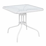 ΤΡΑΠΕΖΙ ΤΕΤΡΑΓΩΝΟ ΜΕ ΛΕΥΚΟ ΜΑΤ ΜΕΤΑΛΛΙΚΟ ΣΚΕΛΕΤΟ ΚΑΙ ΓΥΑΛΙΝΗ ΕΠΙΦΑΝΕΙΑ 80x80x70εκ. ANKOR851270