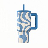 ESTIA ΘΕΡΜΟΣ STRAW TUMBLER XL SAVE THE AEGEAN 900ml OCEAN WAVES