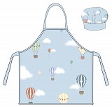 Vehicle Blue Hot Air Balloon Kid's Apron 2 Piece Set