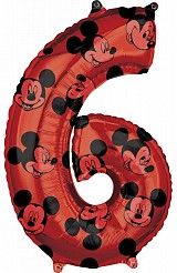 Disney Mickey  Red foil balloon number 6, 66 cm