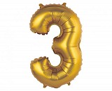 Number Gold Matt Gold number 3 mini foil balloon 35 cm