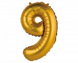 Number Gold Matt Gold 9 mini number foil balloon 35 cm
