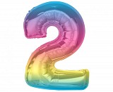 Number Rainbow Colorful Number 2 Foil Balloon 92 cm