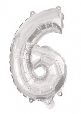 Number Silver, Silver number 6 foil balloon 95 cm