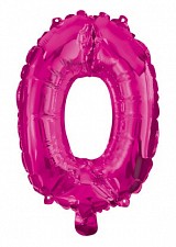 Number Hot Pink foil balloon number 0, 95 cm
