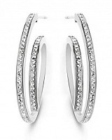 Victoria Silver color white stone hoop earrings