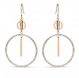 Victoria Rose gold colored hoop earrings with white stones