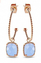 Victoria Rose gold blue stone earrings