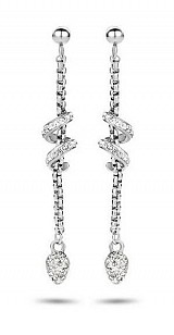 Victoria Silver Colored White Stone Spiral Earrings