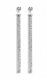 Victoria Silver Color White Stone Long Earrings