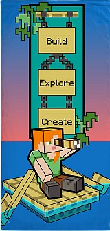 Minecraft Build bath towel, beach towel 70x140cm