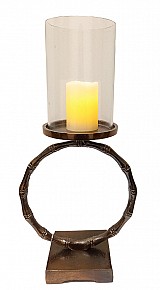 Κηροπήγιο Μπρονζέ Με Γυαλί Μεταλλικό  36εκ.