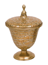 Φοντανιέρα Γυάλινη Ψηφιδωτή Χρυσή Με Πόδι