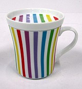 Πορσελάνινη Κούπα Ριγωτή Με Καπάκι