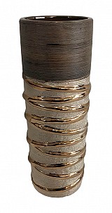 Βάζο κεραμικό διακοσμητικό σε καφέ-χρυσό χρώμα