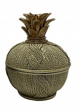Διακοσμητική Polyresin Light Green - Χρυσή Φοντανιέρα Ανανάς13x13εκ