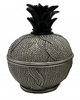 Διακοσμητική Polyresin Ασημί-Μαύρο Φοντανιέρα Ανανάς 13x13εκ