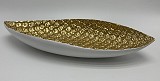 Polyresin Λευκή-Χρυσή Πιατέλα Φύλλο 45x17.5x7cm