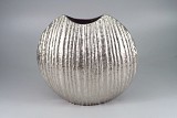 Μεταλλικό Πλακέ Βάζο Ασημί 37x16x33cm