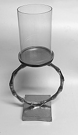 Κηροπήγιο Ασημί Με Γυαλί Μεταλλικό 36εκ.