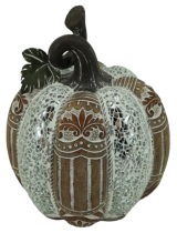 Διακοσμητική Πολυεστερική Κολοκύθα Ασημί - Καφέ 15x15x18.5cm