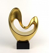 Κεραμικό Χρυσό Ματ Διακοσμητικό Σχέδιο Αφηρημένη Καρδιά Σε Βάση 35.5cm