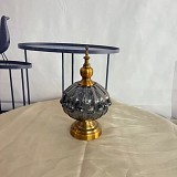 Διακοσμητική Γυάλινη Φοντανιέρα Με Χρυσό Μεταλλικό Καπάκι Και Αντικέ Πόδι 27x13cm