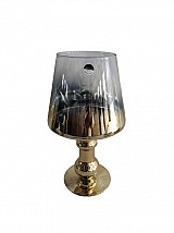 Γυάλινο Διακοσμητικό Κηροπήγιο Ποτήρι Διάφανο/Χρυσό 19.5x19.5x35cm