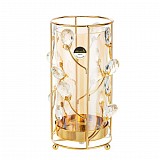 Κηροπήγιο Γυάλινο/ Μέταλλο Με Χρυσές Διακοσμητικές Διακλαδώσεις 11.8x11.8x24cm