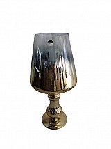 Γυάλινο Διακοσμητικό Κηροπήγιο Ποτήρι  Διάφανο/Χρυσό 23.5x23.5x45cm