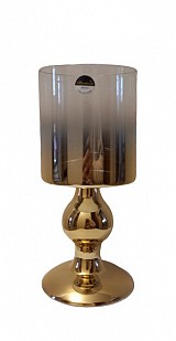 Γυάλινο Διακοσμητικό Κηροπήγιο Διάφανο/Χρυσό 11x11x24cm