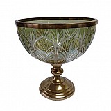 Διακοσμητικό Γυάλινο Χρυσό/Μελί Μπωλ Με Μεταλλική Χρυσή Βάση Πόδι& Χρυσό Στεφάνι 25.5x25.5x24cm