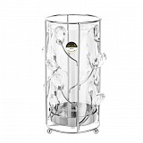 Κηροπήγιο Γυάλινο/ Μέταλλο Με Ασημί Διακοσμητικές Διακλαδώσεις 11.8x11.8x24cm