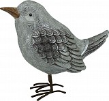 Πολυεστερικό Ασημί/Λευκό Διακοσμητικό Πουλάκι 20x10x19cm