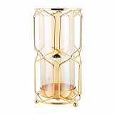 Γυάλινα Κηροπήγια Με Χρυσές Μεταλλικές Λεπτομέρειες 13x26cm  GO773L