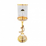Ψηλό Γυάλινο Κηροπήγιο με Μεταλλικό Χρυσό Πόδι & Στρογγυλή Βάση 12x41cm  GO787S