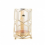 Γυάλινα Κηροπήγια Με Χρυσές Μεταλλικές Λεπτομέρειες 13x21cm