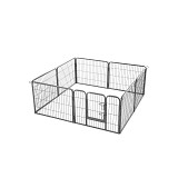 FEANDREA 8-Panel Pet Playpen, Iron Dog Cage, Heavy Duty Pet Fence, Puppy Whelping Pen, Foldable and Portable, 77 x 60 cm, Grey PPK86G